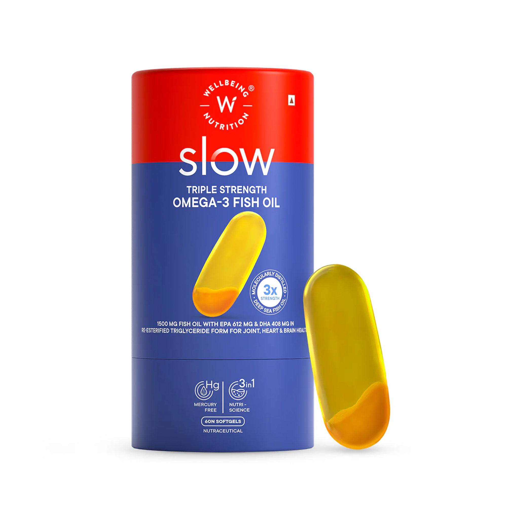 Wellbeing Nutrition Slow Triple Strength Omega 3 Fish Oil