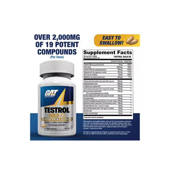 GAT SPORT TESTROL PLATINUM Premium Testosterone Booster, 52% OFF